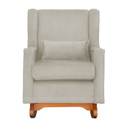 Kit Poltrona Aurora de Amamentação Balanço + Puff Suede Bege - Vallisa Decor - 3
