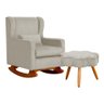 Kit Poltrona Aurora de Amamentação Balanço + Puff Suede Bege - Vallisa Decor - 1