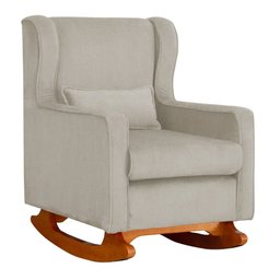 Kit Poltrona Aurora de Amamentação Balanço + Puff Suede Bege - Vallisa Decor - 2