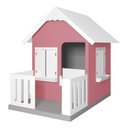 Ver imagem 1 de Casinha de Brinquedo com Cercado Floreiros Mdf Rosa/branco L12 - Gran Belo