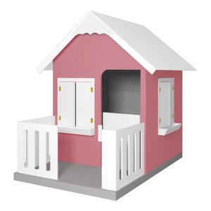 Casinha de Brinquedo com Cercado Floreiros Mdf Rosa/branco L12 - Gran Belo