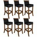 Ver imagem 1 de Jogo com 6 Cadeira para Bancada Banco Alto de Madeira Bar Cozinha Americana Encosto Estofado Valios