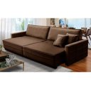 Ver imagem 1 de Sofá Cama Retrátil e Reclinável 2,30m com Molas Karen Veludo Marrom Adonai Estofados