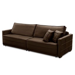 Sofá Cama Retrátil e Reclinável 2,30m com Molas Karen Veludo Marrom Adonai Estofados - 4 Sofá Cama Retrátil e Reclinável 2,30m com Molas Karen Veludo Marrom Adonai Estofados - 4