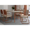 Ver imagem 2 de Cadeira Sala de Jantar 1736 Aço Kit 2 Uni Dourado/linho Bamboo/courano Bamboo - Carraro