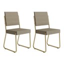 Ver imagem 1 de Cadeira Sala de Jantar 1736 Aço Kit 2 Uni Dourado/linho Bamboo/courano Bamboo - Carraro