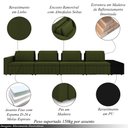 Ver imagem 3 de Sofá Ilha com Encosto e Almofadas Móveis Olimpo 505cm Modulado Linho/pu Verde/preto G45 - Gran Belo