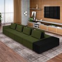 Ver imagem 1 de Sofá Ilha com Encosto e Almofadas Móveis Olimpo 505cm Modulado Linho/pu Verde/preto G45 - Gran Belo