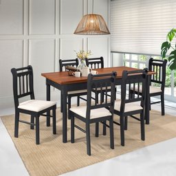 Mesa Retangular 6 Lugares em Madeira Maciça Mv Outlet Preto e Mel - 2