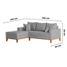 Sofá 3 Lugares Beny com Chaise Esquerdo Linho Cinza - 5
