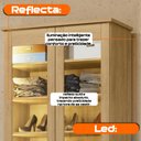 Ver imagem 4 de Sapateira 2 Portas com LED e Vidro Reflecta 6 Prateleiras Veneza Cinamomo