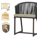 Ver imagem 4 de Mesa com 4 Cadeiras de Jantar Roma 100cm e Noronha em Aluminío Marrom Corda Nautica Estofado 7 Trama