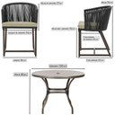 Ver imagem 2 de Mesa com 4 Cadeiras de Jantar Roma 100cm e Noronha em Aluminío Marrom Corda Nautica Estofado 7 Trama