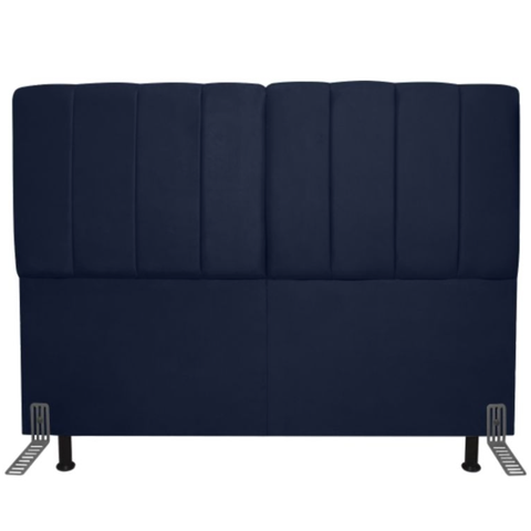 Cabeceira Estofada Queen 160cm c/ Frame Suede Azul Marinho - Lahome Decor