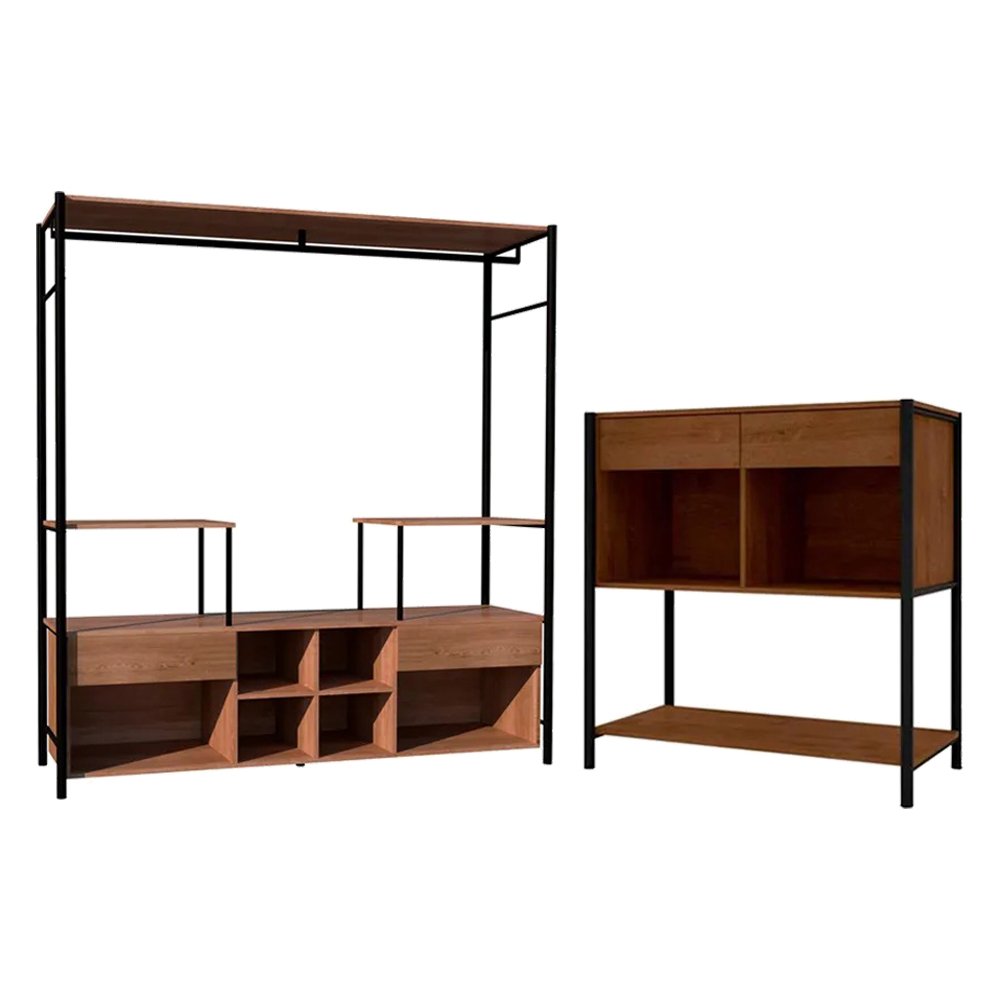 Guarda Roupa Closet Modulado Barcelona Casal Com Cômoda Sevilha Preto ...