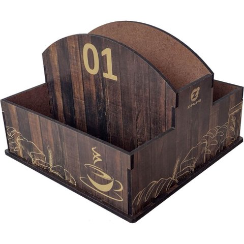 10 Porta Guardanapos e Sachês de Mesa Mdf Café Restaurante Padaria 1 Ao 10 Zanline Marrom