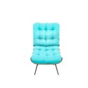 Ver imagem 2 de Kit Poltrona e Puff Costela Suede Azul Tiffany