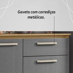 Armário de Cozinha Completa Mdf 12 Portas com Balcão Versalhes Plus - Freijó/gris - 7