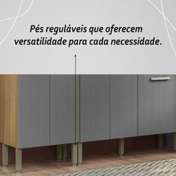 Armário de Cozinha Completa Mdf 12 Portas com Balcão Versalhes Plus - Freijó/gris - 9