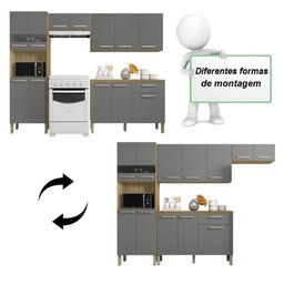 Armário de Cozinha Completa Mdf 12 Portas com Balcão Versalhes Plus - Freijó/gris - 5