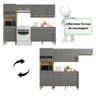 Armário de Cozinha Completa Mdf 12 Portas com Balcão Versalhes Plus - Freijó/gris - 5