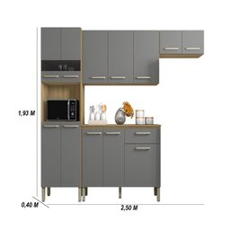 Armário de Cozinha Completa Mdf 12 Portas com Balcão Versalhes Plus - Freijó/gris - 2