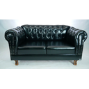 Ver imagem 1 de Namoradeira Chesterfield Duque Corano Preto Sala Barbearia