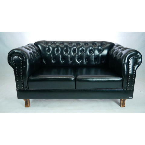 Namoradeira Chesterfield Duque Corano Preto Sala Barbearia