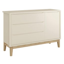 Jogo de Quarto Classic Cômoda com Porta e Berço Areia Fosco com Pés Madeira Natural - Reller Mó - 4