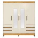 Ver mais imagens de Guarda Roupa Roupeiro Casal Mônaco 4 Portas 6 Gavetas Espelho e Pés PVC Cinamomo Off White Demóbile