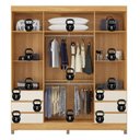 Ver imagem 5 de Guarda Roupa Roupeiro Casal Mônaco 4 Portas 6 Gavetas Espelho e Pés PVC Cinamomo Off White Demóbile