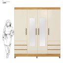 Ver imagem 7 de Guarda Roupa Roupeiro Casal Mônaco 4 Portas 6 Gavetas Espelho e Pés PVC Cinamomo Off White Demóbile
