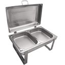 Ver imagem 2 de Rechaud Retangular Duplo 8l com 2 Cubas 1/2 Banho Maria Aço Inox Savoy Brinox