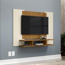 Ver imagem 1 de Painel para TV Bruma Nobre 50 Polegadas 120cm MDP Off White Freijó Ébano EJ Móveis