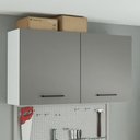 Ver imagem 1 de Armário Aéreo Multiuso 120cm 2 Portas Branco/cinza Agata Madesa Branco/cinza