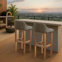 Ver imagem 5 de Banqueta Madeira Linho Cinza para Bistro ou Ilha 0,88 Cm 2unidade