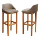 Ver imagem 3 de Banqueta Madeira Linho Cinza para Bistro ou Ilha 0,88 Cm 2unidade