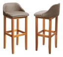 Ver imagem 3 de Banqueta Madeira Linho Cinza para Bistro ou Ilha 0,88 Cm 2unidade