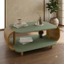 Ver imagem 3 de Mesa de Centro Sala Floripa com Pés de Madeira Maciça Pistache/Naturale
