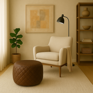 Puff Dekorien 70cm Corano Conhaque Alto Acabamento