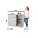 Ver imagem 3 de Cômoda Casal Americana 1 Porta 4 Gavetas Cinza - Henn