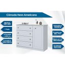 Ver imagem 2 de Cômoda Casal Americana 1 Porta 4 Gavetas Cinza - Henn