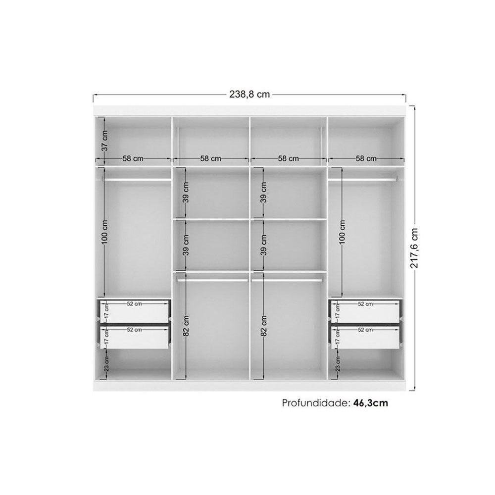 Guarda Roupa Master 8.4 + Cômoda Master 2.4 Castanha/Off White - Santos Andirá - 4