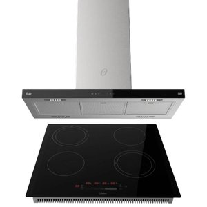 Kit Cooktop por Indução 4 Bocas e Coifa de Ilha 90 Cm Oster 220v