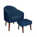 Ver imagem 1 de Kit Poltrona Maia + Puff Suede Azul Royal - Dominic Decor