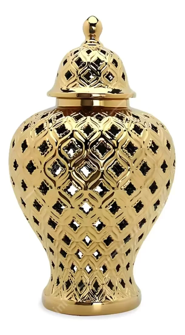 Vaso Dourado Decorativo Porcelana Chinesa 46x26
