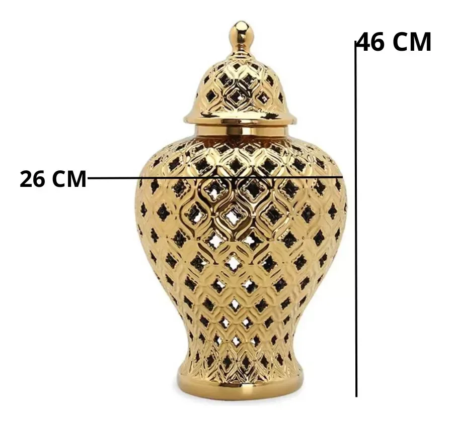 Vaso Dourado Decorativo Porcelana Chinesa 46x26 - 5