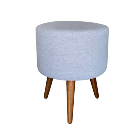 Puff Cilíndrico em Tecido Pés Palito de Madeira Estofados Rezende