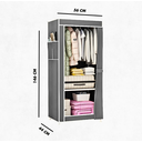 Ver imagem 7 de Armário de Tecido Dobrável Cinza Multiuso Portátil Sapateira Compacta Quarto Closet Viagem Tnt