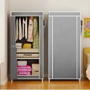 Ver imagem 5 de Armário de Tecido Dobrável Cinza Multiuso Portátil Sapateira Compacta Quarto Closet Viagem Tnt